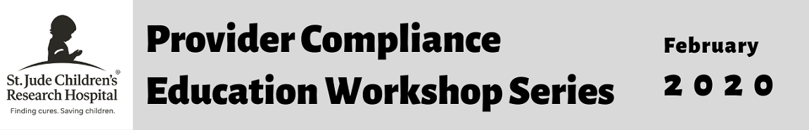 Provider Compliance Education Workshop Series 2020: Quarter 1 Banner